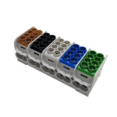 Blok dystrybucyjny - rozdzielczy HLAK 25 5P czarny, szary, brązowy, niebieski, zielony 2xAl/Cu 25mm²+16mm² 1000V AC/1500V DC