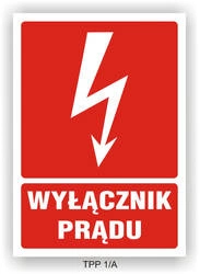 Naklejka TPP 1/A 74x105 S (E010) "Wyłącznik prądu" EN010