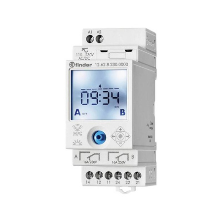 Zegar tygodniowy programowalny NFC 2 styki przełączne 16A 250V AC/DC