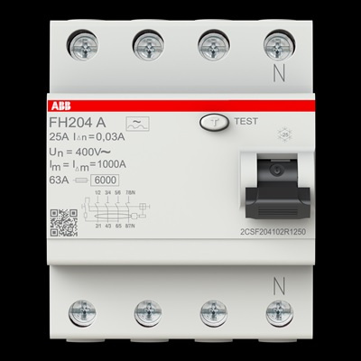 ABB Wyłącznik różnicowo-prądowy FH204-A-25/0,03; 4-polowy; typ A; I=25A; In= 30mA