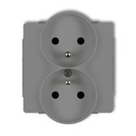 DECO Mechanizm gniazda podwójnego do ramki 2x2P+Z szary mat 27DGPR-2Zp