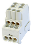 SIMET SDB 100 Blok rozdzielczy - dystrybucyjny Al/Cu 80010 SIMBLOCK szary 100A, we: 2 x 2,5-25mm², wy: 6 x 1,5-10mm²