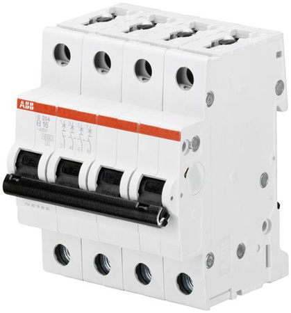 ABB Wyłącznik nadmiarowo-prądowy serii STANDARD 4-polowy B 16A 6kA S204-B16  2CDS254001R0165
